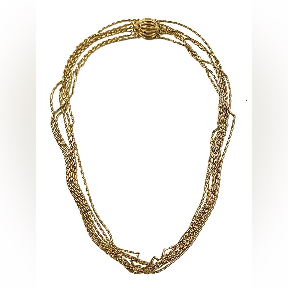 Monet Gold Tone Long Multi Strand Necklace